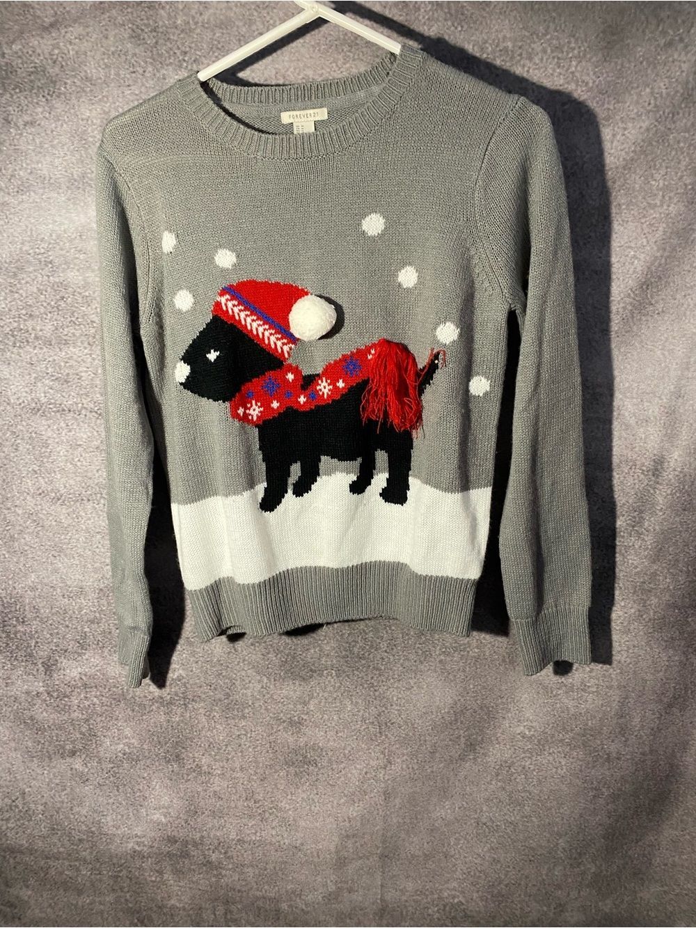 Forever 21 Gray Sweater with Red Accent
